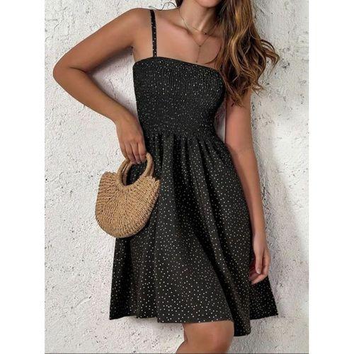 Kadın Ip Askılı Gipeli Desenli Kısa Süprem Elbise