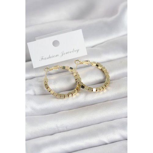 Pirinç Gold Renk Kare Halka Model Kadın Küpe
