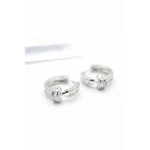 Taşlı Çivi Küpe - Gümüş