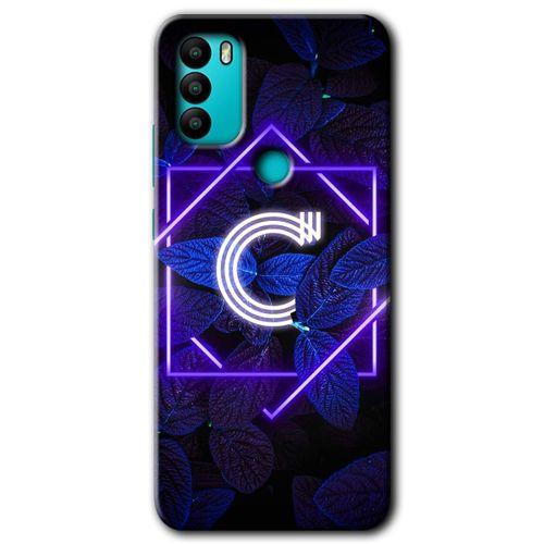 General Mobile GM 21 Plus HD Baskılı Kılıf + 9D Tam Ekran Koruyucu - Dark Neon Yaprak C Harfi