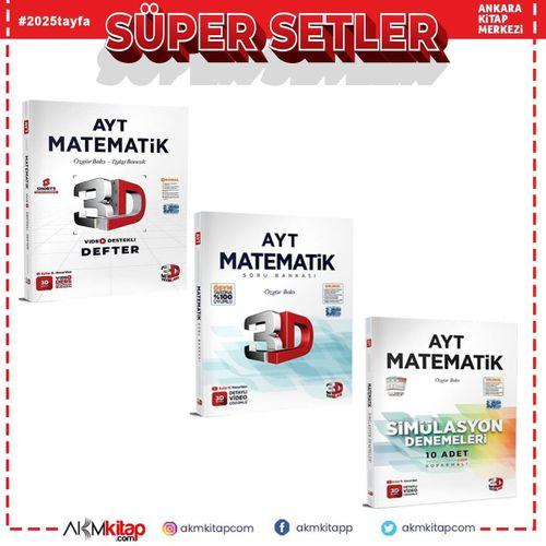 3D Yayınları AYT Matematik Video Ders Defteri Soru Bankası ve Deneme Seti 3 Kitap