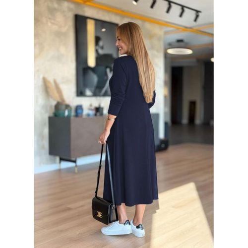 Kadın Uzun Kollu V Yakalı Midi Modal Elbise