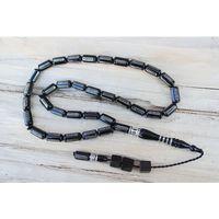 Oltu Taşı  Boru Kesim Kilim Desen İşlemeli Tespih