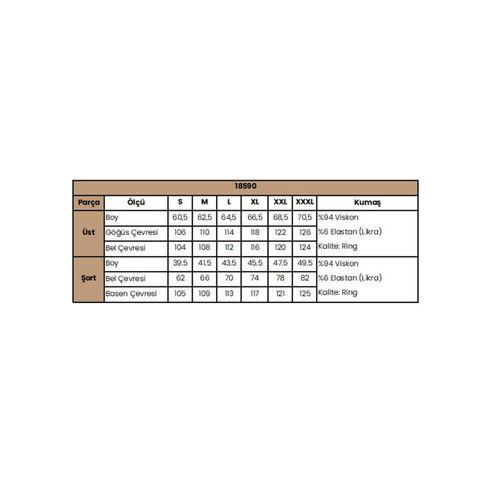 Kısa Kollu Dantelli V Yaka Viskon Kahve Şort Takımı