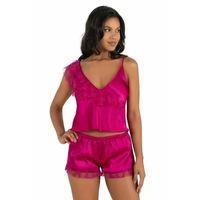 Vişne Saten Şort Takımı 9205
