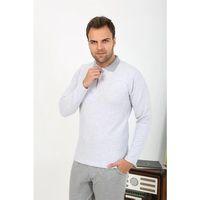 Erkek Polo Yaka Uzun Kol Penye Pijama Takımı Gri