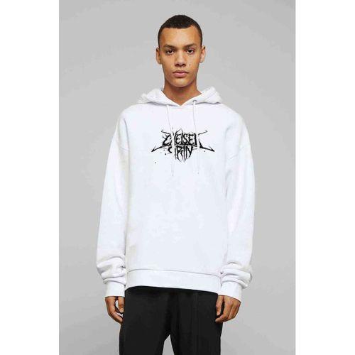 Chelsea Grin Logo Baskılı Beyaz Erkek Kapşonlu Sweatshirt