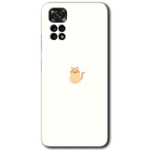 MRCİLETİSİM Xiaomi Redmi Note 11s 5G Global Kılıf HD Desen Baskılı Arka Kapak+Temperli Cam - Cat Minimalism