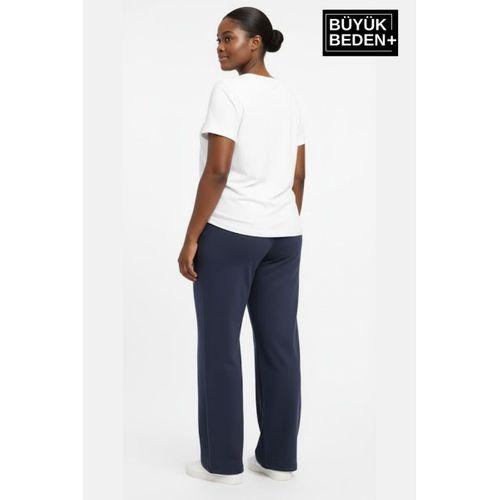 Kadın Büyük Beden BROOKLYN Baskılı Rahat Kesim Paça Reçme İnce Eşofman Altı SPR26EAK952-2