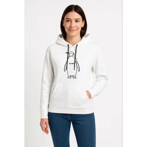 Nihilist Penguen Özel Tasarım Oversize Kapüşonlu Sweatshirt - Beyaz