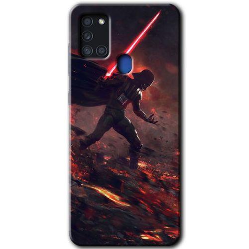 Potkal Hediye Fabrikası Samsung Galaxy A21s HD Baskılı Kılıf + 9D Tam Ekran Koruyucu - Darh Vader Wars