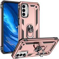 Samsung Galaxy M13 Kılıf Zırhlı Standlı Mıknatıslı Tank Kapak - Rose Gold