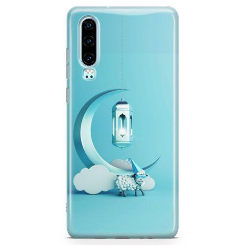 Huawei P30 Kılıf Masa Lambası Mavi Arka Kapak Koruma Desenli Full Koruyucu