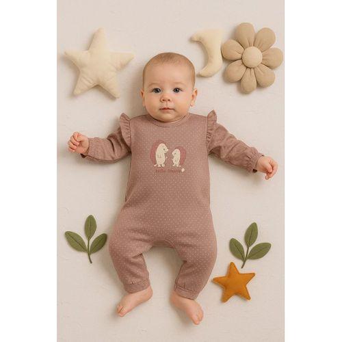 Kirpi Nakışlı % 100 Pamuk Kız Bebek Tulum
