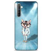 Oppo Realme XT Kılıf FunnyMaX (40) Fit Silikon Kılıf Açık Mavi Kedi