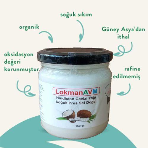LokmanAVM Hindistan Cevizi Yağı Soğuk Pres Saf Doğal Cam Kavanoz 150 Gr - 210 ML