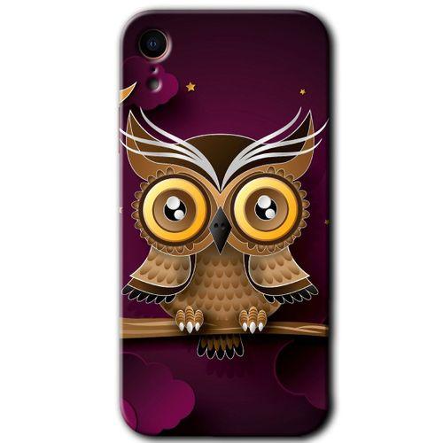MRCİLETİSİM iPhone XR Kılıf HD Desen Baskılı Arka Kapak + Temperli Cam - Owl Bird Branch