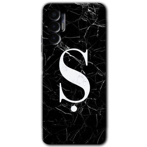Tecno Spark 8 Pro Kılıf HD Desen Baskılı Arka Kapak - Siyah Mermer Desenli Ş Harfi