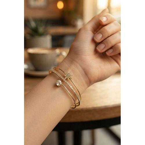 Kutup Yıldızı Model Gold Renk Zirkon Taşlı Kadın Bileklik