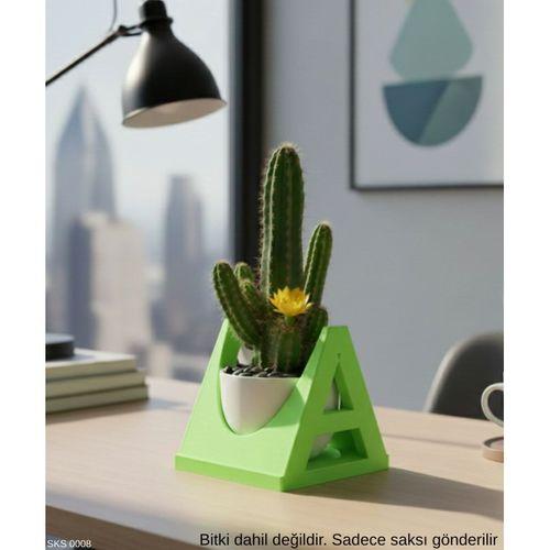 Yeşil A Harf Seklinde Mini Dekoratif Saksi Ismine Ozel Bas Harf Tasarim 75 Cm Masa Ustu Ofis Dekoru