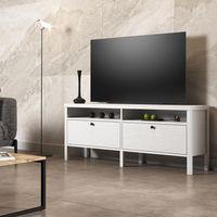 Venezia 2 Çekmece 2 Bölmeli Ahşap Ayaklı Tv 150 Cm Tv Ünitesi - Minifiksli - Wood Beyaz