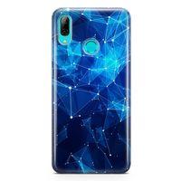 Huawei P Smart 2019 Kılıf Mavi Ağ Güvenliği Arka Kapak Koruma Desenli Full Koruyucu