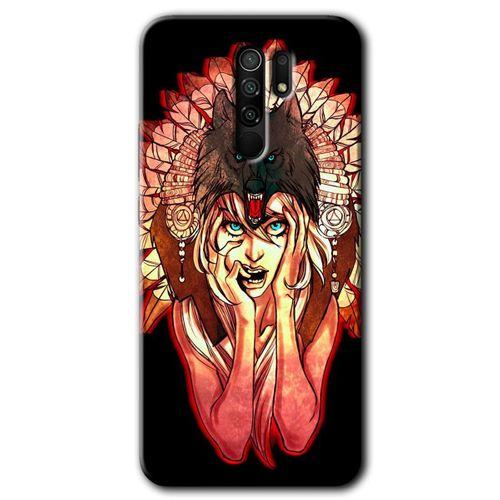 BeRa Aksesuar Xiaomi Redmi 9 Kılıf Baskılı Kapak - Kurt Kız +Tam Kaplayan Mat Seramik
