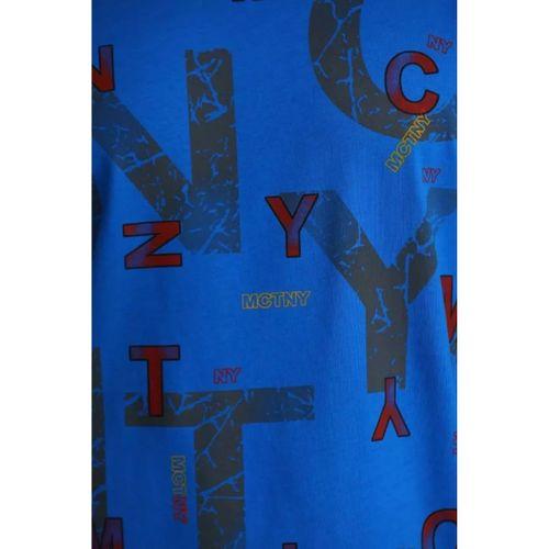 Unisex Baskılı Oversize T-Shirt - Mavi