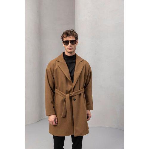 Carlo Oversize Kaşe Kumaş Yan Cepli Kışlık Erkek Kaban - Camel
