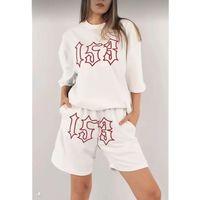 Pilelistore Unisex Nakış İşlemeli Şort Takım - Beyaz