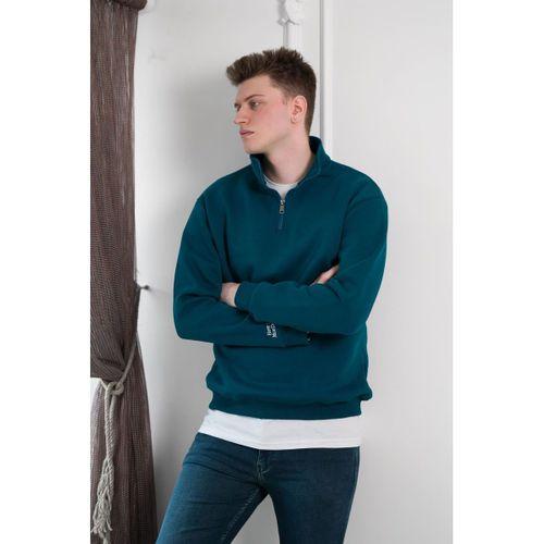 Yarım Fermuarlı Dik Yaka 3 İplik İçi Polarlı Oversize Kışlık Sweatshirt