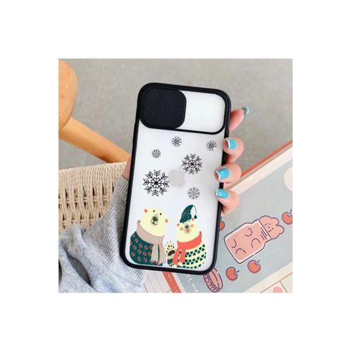 Ayıcık Tasarımlı iPhone 11 Kamera Korumalı Siyah Telefon Kılıfı