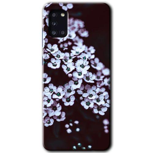 Samsung Galaxy A31 Kılıf Baskılı Kapak - Beyaz Çiçek +Tam Ekran Koruyucu