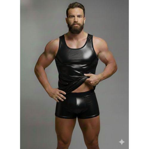 Erkek Lame Tank Top Boxer Takımı