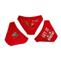 Kırmızı Yılbaşı Desenli 3'lü Pamuklu Külot Takımı