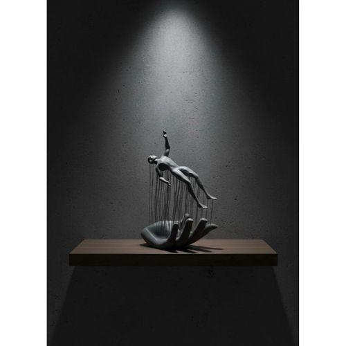 Gri El İnsan Figürü Minimal Ve Anlamlı Dekoratif Biblo Modern Ev Dekorasyonu