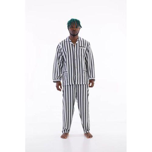 4007 Uzun Kol Çizgili Gaffur Erkek  Pijama Takım