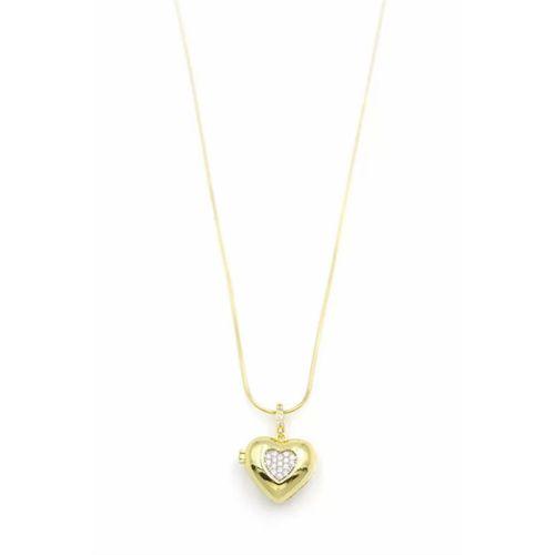 Taşlı Kalp Kolye - Altın