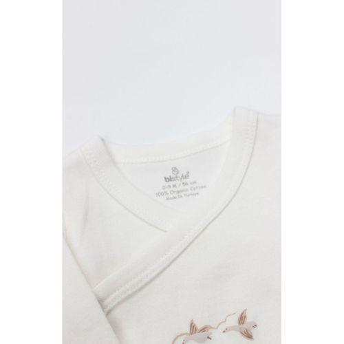 Bistyle Bistyle Kruvaze Body Uzun Kol Love You Smile 17147 Ekru