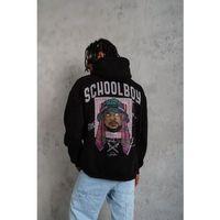 Erkek SCHOOL BOY Baskılı Kapüşonlu Sweat - Siyah