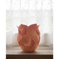 Turuncu Floral Tasarımlı 3d Vazo Şık Ev Dekorasyon Aksesuarı