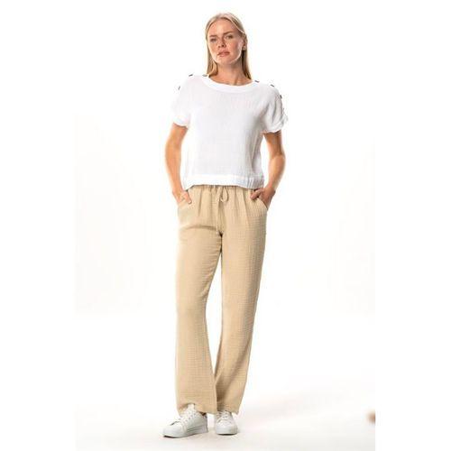 Beli Lastikli Multi Çift Cepli Müslin Kadın/Erkek Unisex Yazlık Pantolon Vizon Vzn