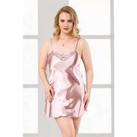 Büyük Beden Somon Kısa Saten Gecelik