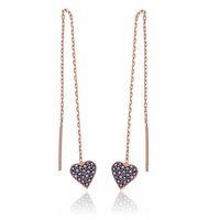 Gümüş Kalpli Zincir Küpe