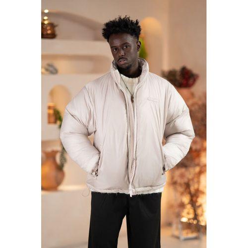 Oversize (Bol Kesim) Dik Yaka Fermuar Kapamalı Şişme Mont