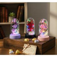 Işıklı Müzikli Romantik Fanus Tekli Gül