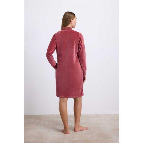 Kadın Kadife Dokulu Fermuarlı Uzun Kollu Elbise