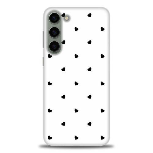 Samsung Galaxy S23 Kılıf HD Baskılı Kılıf - Siyah Kalpler + Tam Ekran Koruyucu