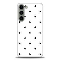 Samsung Galaxy S23 Kılıf HD Baskılı Kılıf - Siyah Kalpler + Tam Ekran Koruyucu