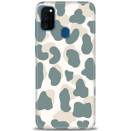 Samsung Galaxy M30S Kılıf HD Baskılı Kılıf - Mavi Bej + Tam Ekran Koruyucu